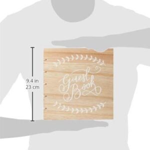 Ginger Ray Wooden Wedding Guestbook with White Script Font, 32 Page, Boho