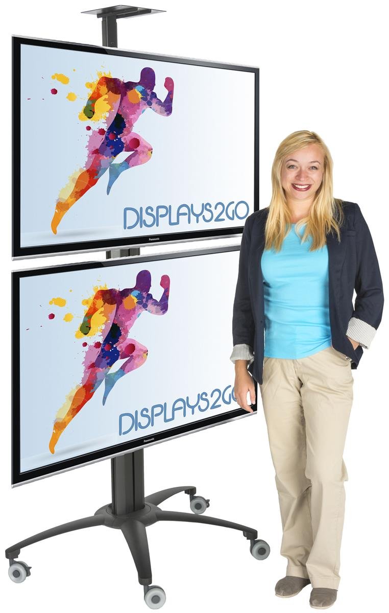 Displays2go LPGP36WB2 Dual TV Stand, Single Sided, for 30-60 Inch Flat Screen Monitors, Camera Tray