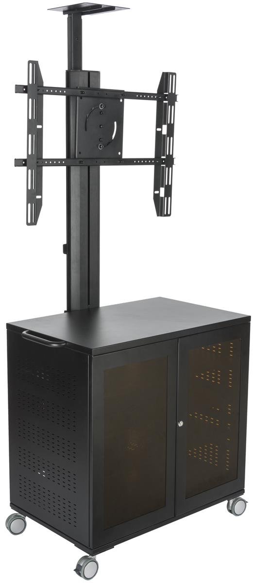 Displays2go LPGP36AV7 Portable TV Stand with Locking Storage Cabinet, 30-84 Inch VESA Mount