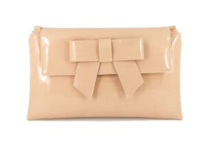 loni womens clutch bag shoulder bag wristlet in patent faux leather in nude pink