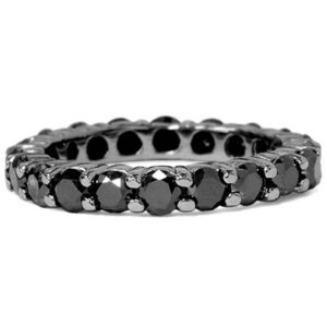 2 CT Black Diamond Eternity Ring 10K Black Gold - Size 7.5