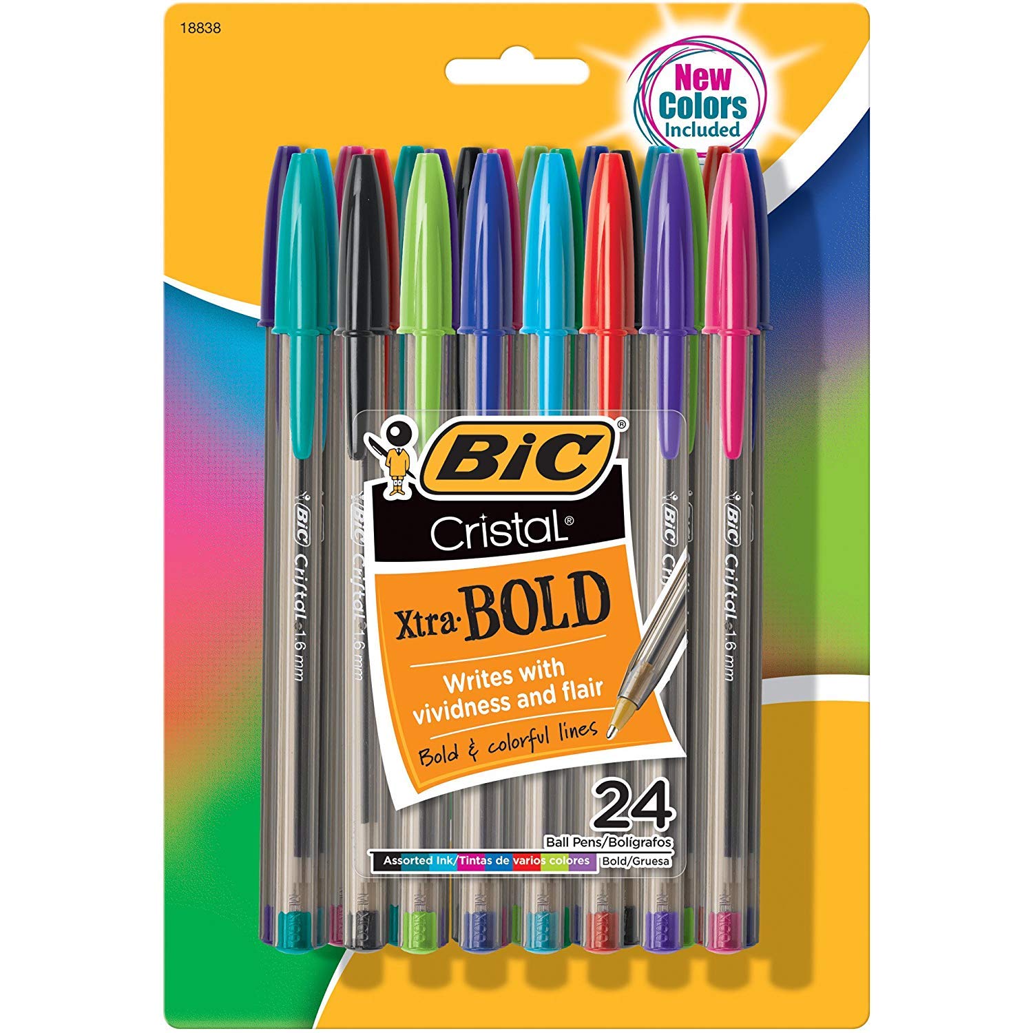 Bic Cristal Xtra Bold Stick Ballpoint Pens Combo Set: Set Includes 72 Pens ( Assorted Fashion Colors: Black, Blue, Green, Red, Purple, Light Blue, Lime Green)