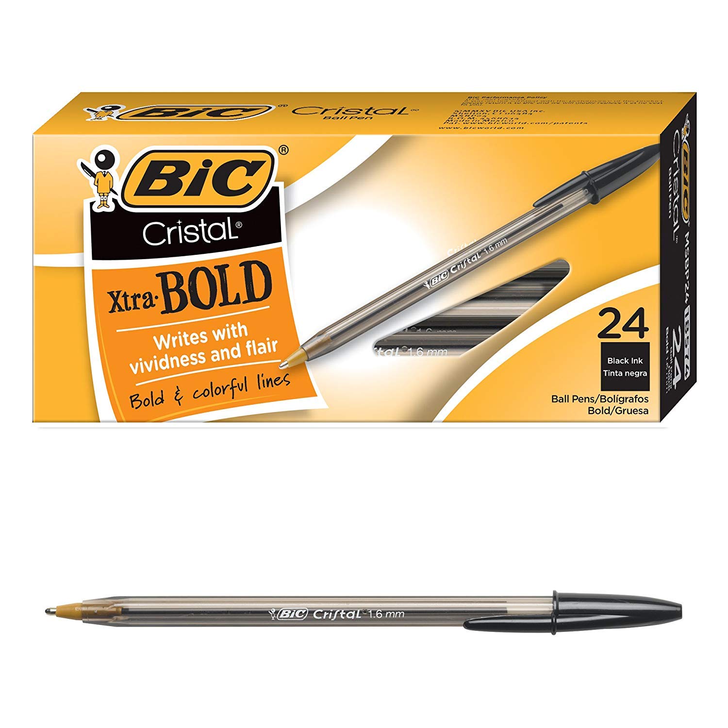 Bic Cristal Xtra Bold Stick Ballpoint Pens Combo Set: Set Includes 72 Pens ( Assorted Fashion Colors: Black, Blue, Green, Red, Purple, Light Blue, Lime Green)