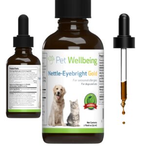 pet wellbeing nettle-eyebright gold for dogs - vet-formulated - seasonal allergies, hay fever, allergic rhinitis - natural herbal supplement 2 oz (59 ml)