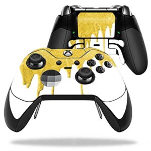 mightyskins skin compatible with microsoft xbox one elite wireless controller case wrap cover sticker skins gold drip