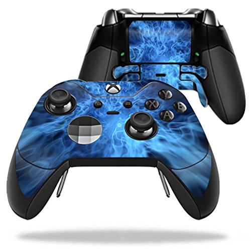 MightySkins Skin Compatible with Microsoft Xbox One Elite Controller - Blue Mystic Flames | Protective, Durable, and Unique Vinyl wrap Cover | Easy to Apply, Remove | Made in The USA