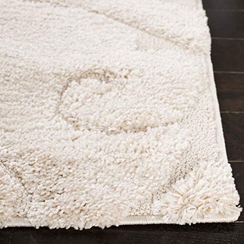 SAFAVIEH Florida Shag Collection Area Rug - 8' x 10', Creme & Creme, Scroll Design, Non-Shedding & Easy Care, 1.2-inch Thick Ideal for High Traffic Areas in Living Room, Bedroom (SG455-1111)