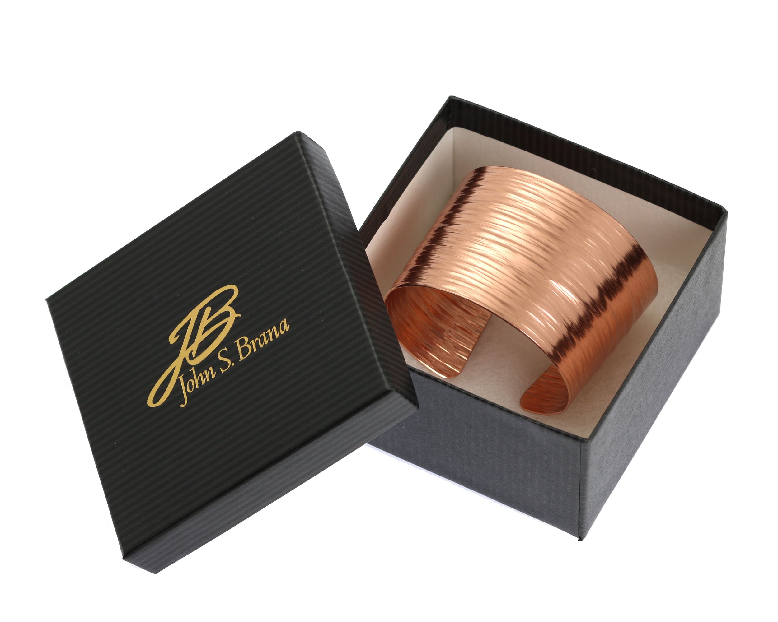 John S. Brana Copper Bark Cuff Bracelet Handmade Jewelry - 100% Uncoated Solid Copper (6.5 Inches)