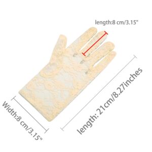 Allegra K Women's Floral 1920s Bridal Wedding Party Opera Full Finger Lace Gloves Short Beige