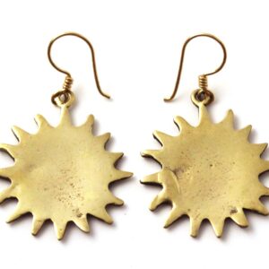 Bronze Bohemian Hippie Boho Sun Drop Dangle Earrings Fish Hook Charm Vintage Thailand Made Jewelry