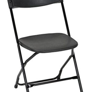 ZOWN Commercial 300 lb. Use Rate Heavy Duty, Injection Mold Banquet Folding Chair with Comfortable Contoured Back, Black, 8 Pack