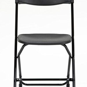 ZOWN Commercial 300 lb. Use Rate Heavy Duty, Injection Mold Banquet Folding Chair with Comfortable Contoured Back, Black, 8 Pack