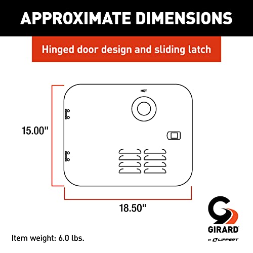 Girard Products Llc RV Water Heater Door Installation Conversion Kit, 6-Gallon (Atwood/Dometic), Polar White, 15" x 16.5" x 2" Hinged Design with Sliding Latch for Easy Access - 2GWHDA6