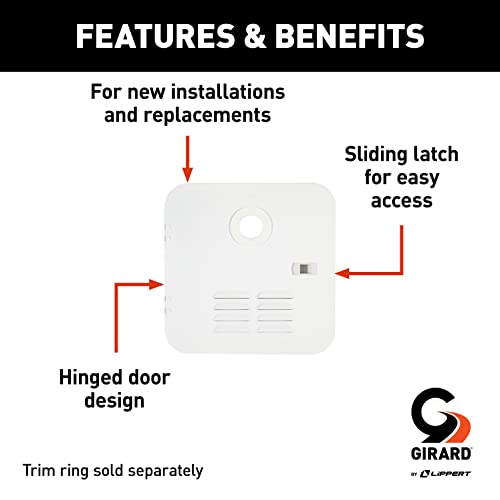 Girard Products Llc RV Water Heater Door Installation Conversion Kit, 6-Gallon (Atwood/Dometic), Polar White, 15" x 16.5" x 2" Hinged Design with Sliding Latch for Easy Access - 2GWHDA6