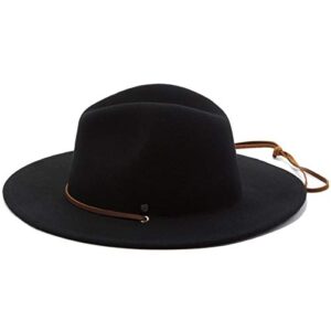 Brixton mens Field Wide Brim Felt Hat Fedora, Black, Large US