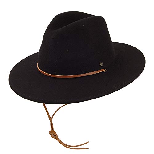 Brixton mens Field Wide Brim Felt Hat Fedora, Black, Large US