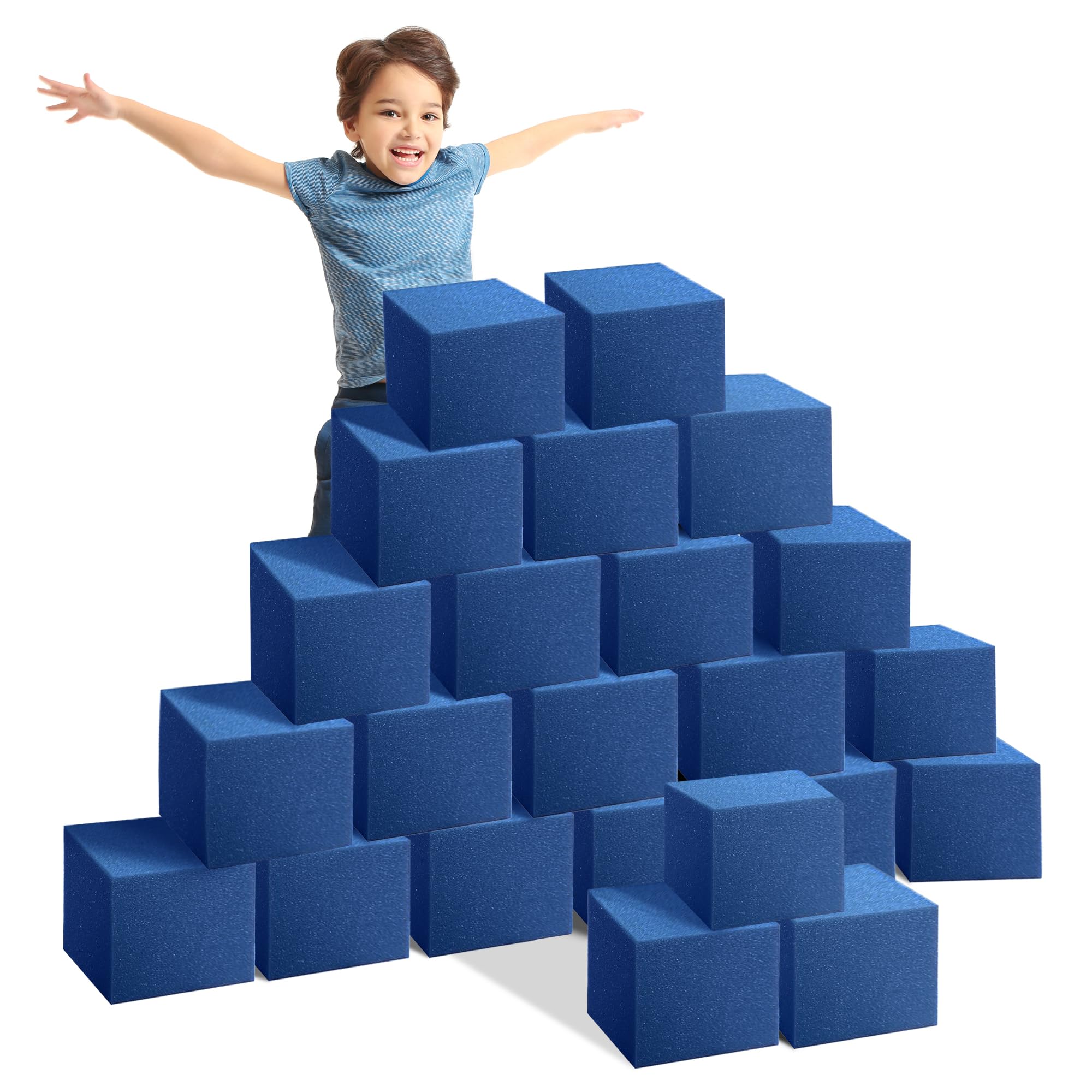 Isellfoam Foam Pit Cubes/Blocks 500 pcs. (BLUE) 4"x4"x4" Flame Retardant Foam Blocks for Gymnastics, Freerunning and Parkour Courses, Skateboard Parks, BMX, Trampoline Arenas, Made in USA