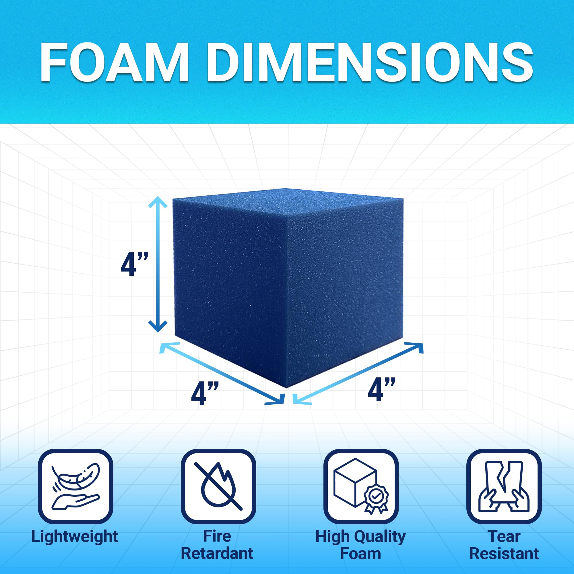 Isellfoam Foam Pit Cubes/Blocks 500 pcs. (BLUE) 4"x4"x4" Flame Retardant Foam Blocks for Gymnastics, Freerunning and Parkour Courses, Skateboard Parks, BMX, Trampoline Arenas, Made in USA