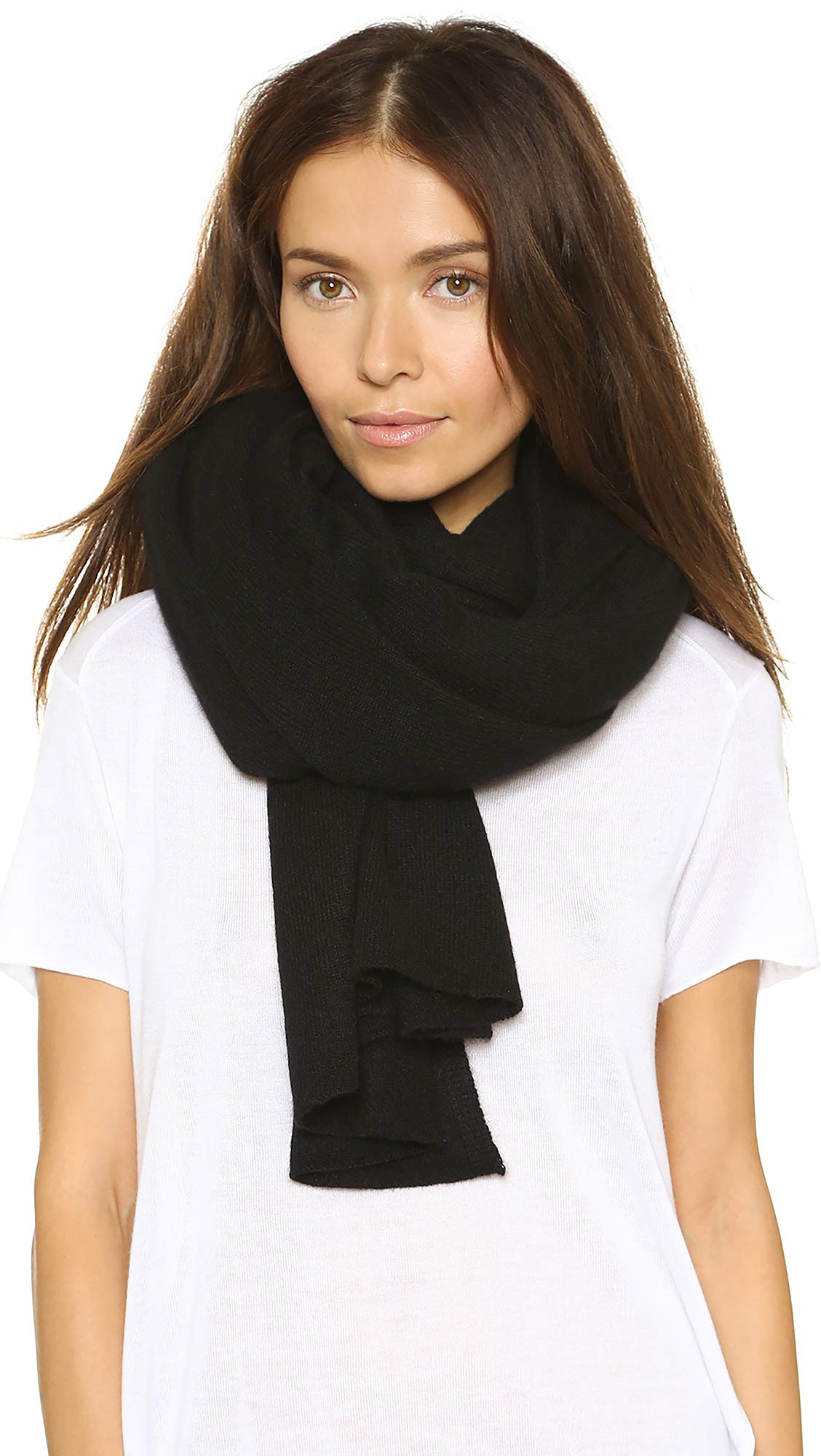 White + Warren Women's Cashmere Travel Wrap Scarf, Black, One Size