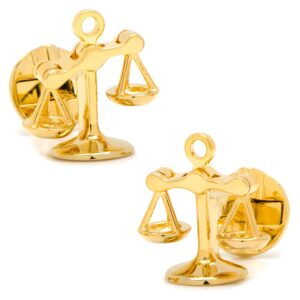 Ox and Bull Trading Co. Moving Parts Gold Scales of Justice Cufflinks