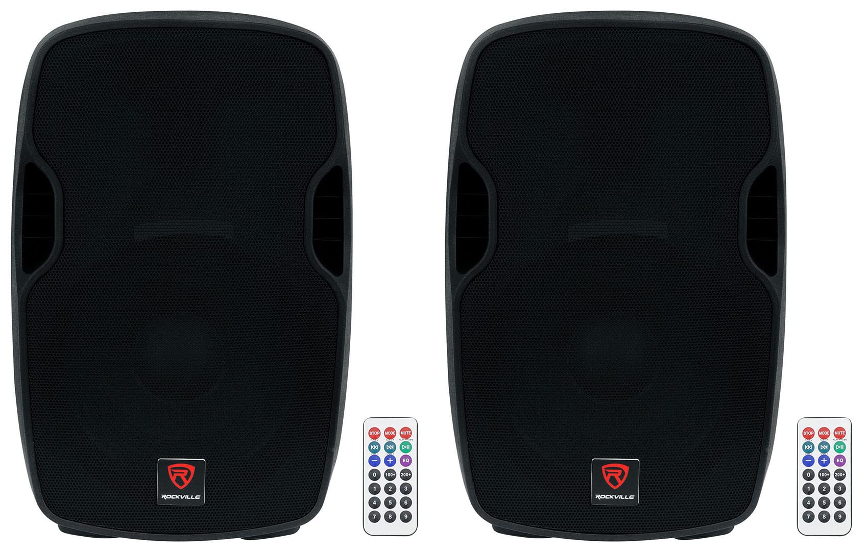 Rockville (2) BPA15 15" Professional Powered 800 Watt DJ PA Speakers w Bluetooth