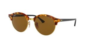 ray-ban rb4246 clubround round sunglasses, spotted brown havana/b-15 brown, 51 mm