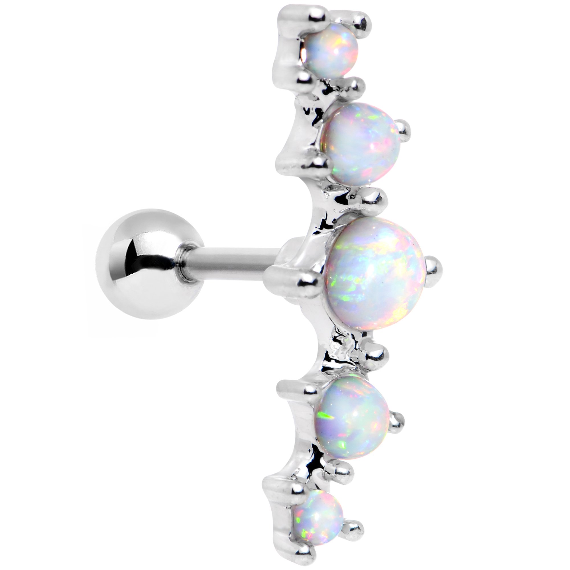 Body Candy Stainless Steel White Synthetic Opal Left Cartilage Earring 16 Gauge 1/4"