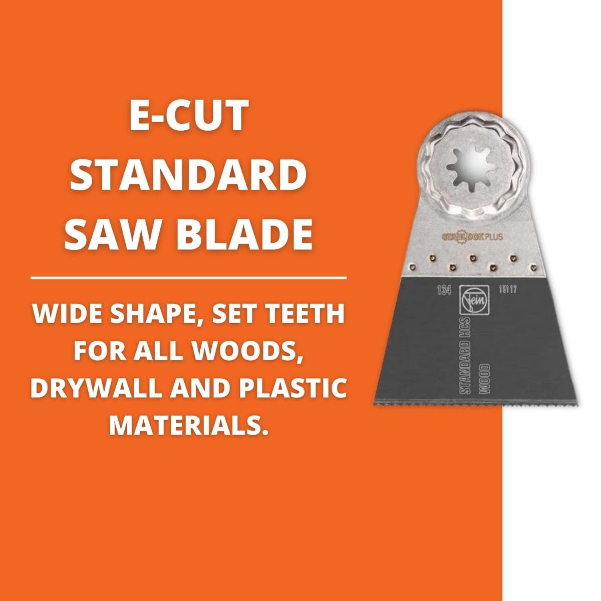 Fein StarLock Plus E-Cut Standard Oscillating Saw Blade - Wide Shape 2-1/2" Width for All Wood, Drywall and Plastics - Fits Most Multitools - 10-Pack - 63502134290