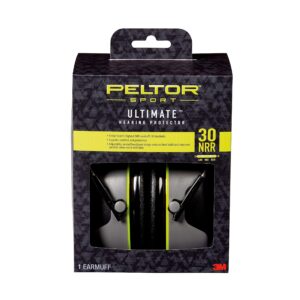 peltor sport ultimate hearing protector, noise reduction rating (nrr) 30 db, lightweight design for comfort & extended wear, peltor sport's highest noise reducing ear muffs, black/grey (97042-pel-6c)