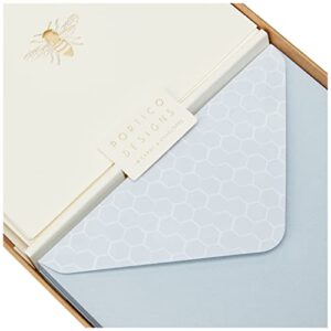 Portico Designs Blank Notecard Set Gold Foil Embossed Boxed Notecards Stationary Set, 10-Count, Bee