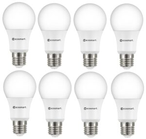 ecosmart 60w equivalent soft white a19 non dimmable led light bulb (8-pack)