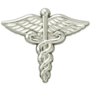 PinMart Silver Plated Medical Caduceus Lapel Pin