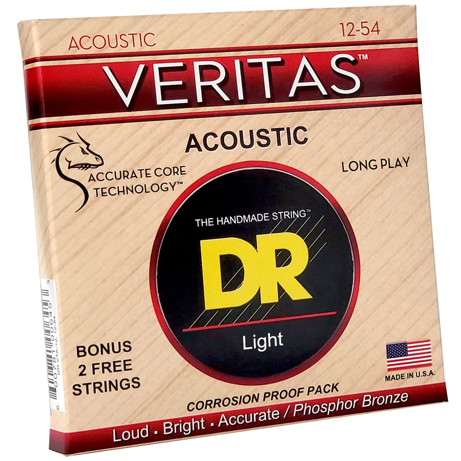 DR Strings Veritas Phosphor Bronze Acoustic Guitar Strings, 12-54 Light (VTA-12)