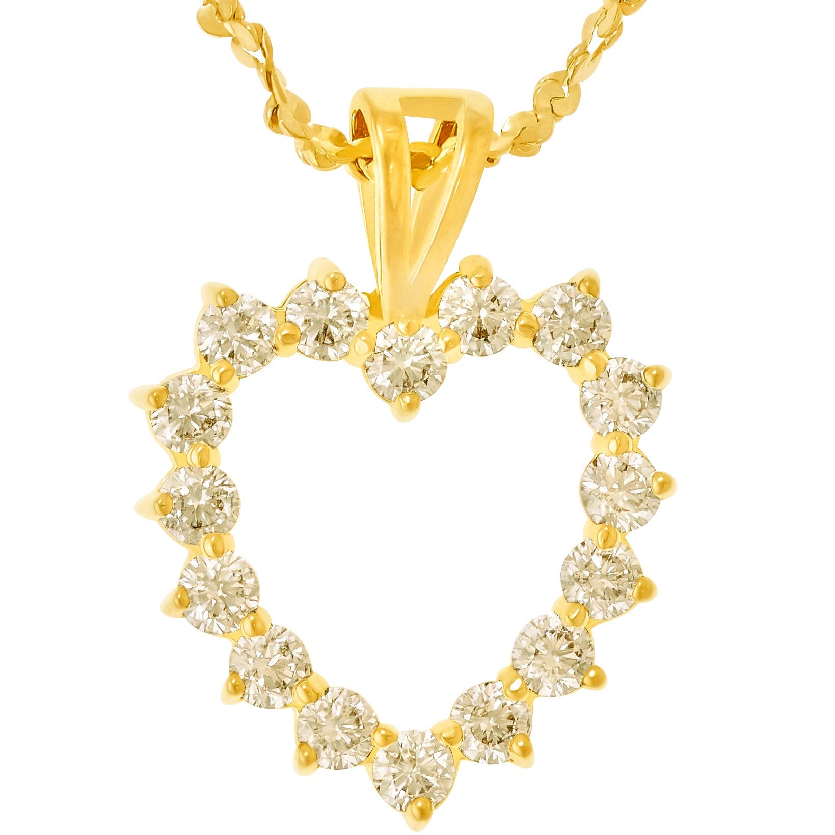 LIFETIME JEWELRY Cubic Zirconia Open Heart Pendant Necklace 24k Real Gold Plated