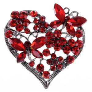 Alilang Womens Floral Silvery Tone Crystal Rhinestone Insect Butterfly Love Flower Heart Brooch Pin