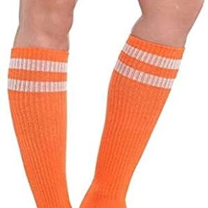 Orange Striped Knee Socks - One Size Fits Most (Pack of 2) - Perfect Costume Accessory & Footwear for Unforgettable Outfits