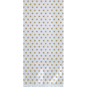 Elegant Gold Printed Cello Treat Bags with Bows - 8.25" x 3.75" (Pack of 12) - Perfect for for Parties, Weddings, Gifts, and More