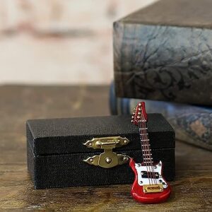 Broadway Gift 3 Inch Red Electric Guitar Music Instrument Miniature Replica with Lined Case