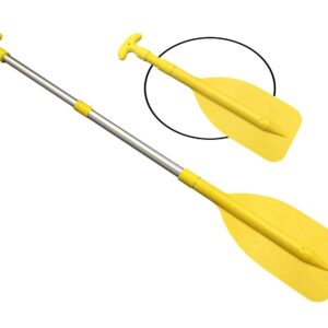 Pactrade Marine Boat Kayak Canoe Rafting Jet Ski Tube Yellow Plastic Telescopic Aluminum Mini Oar Paddle Extended from 20'' to 41.3" Boat Accessories for Kids and Adults