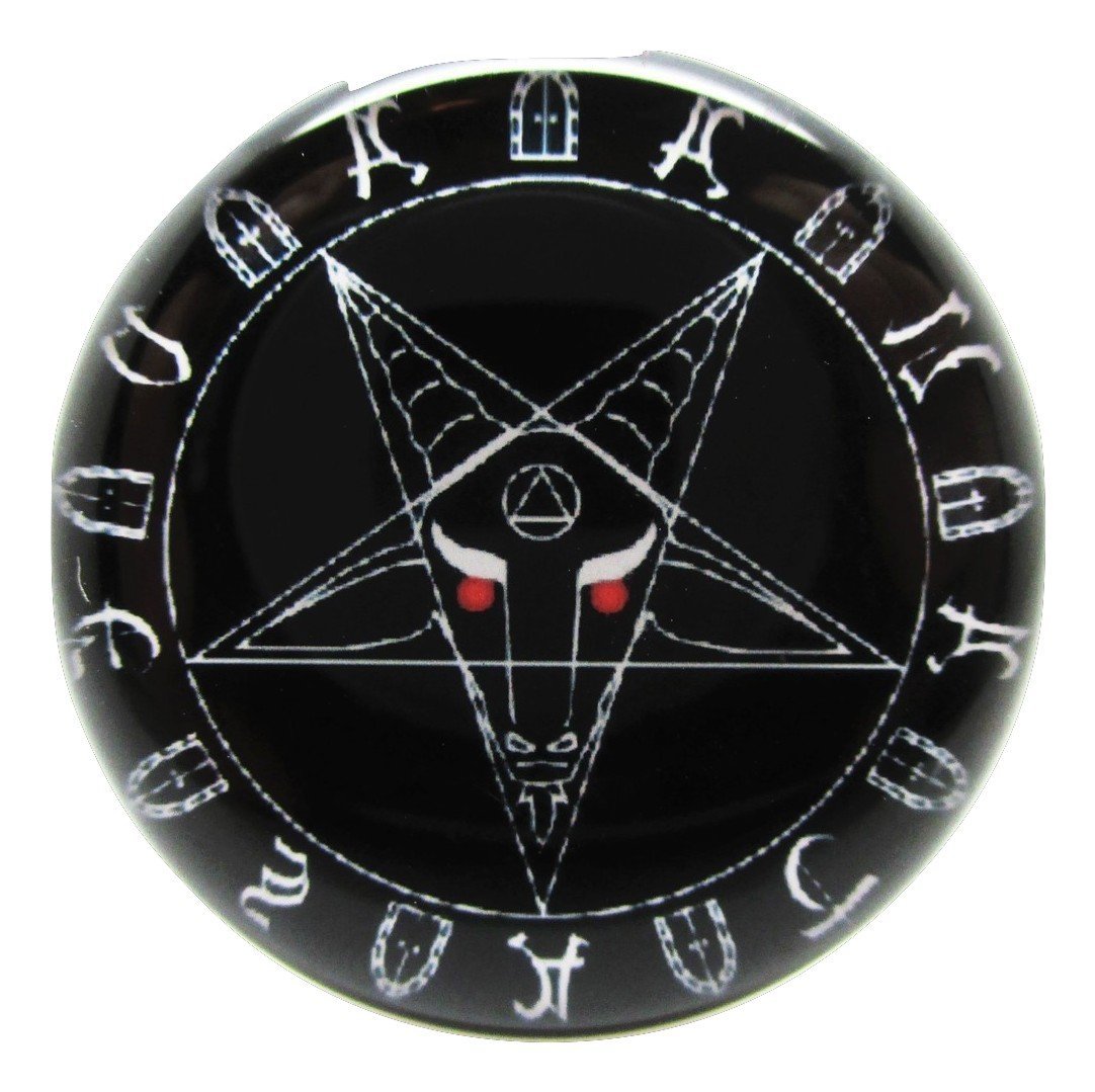 Pierced Republic Pair* Black Baphomet Pentagram Ear Plugs - Acrylic Screw-On - 10 Sizes (00 Gauge (10mm))