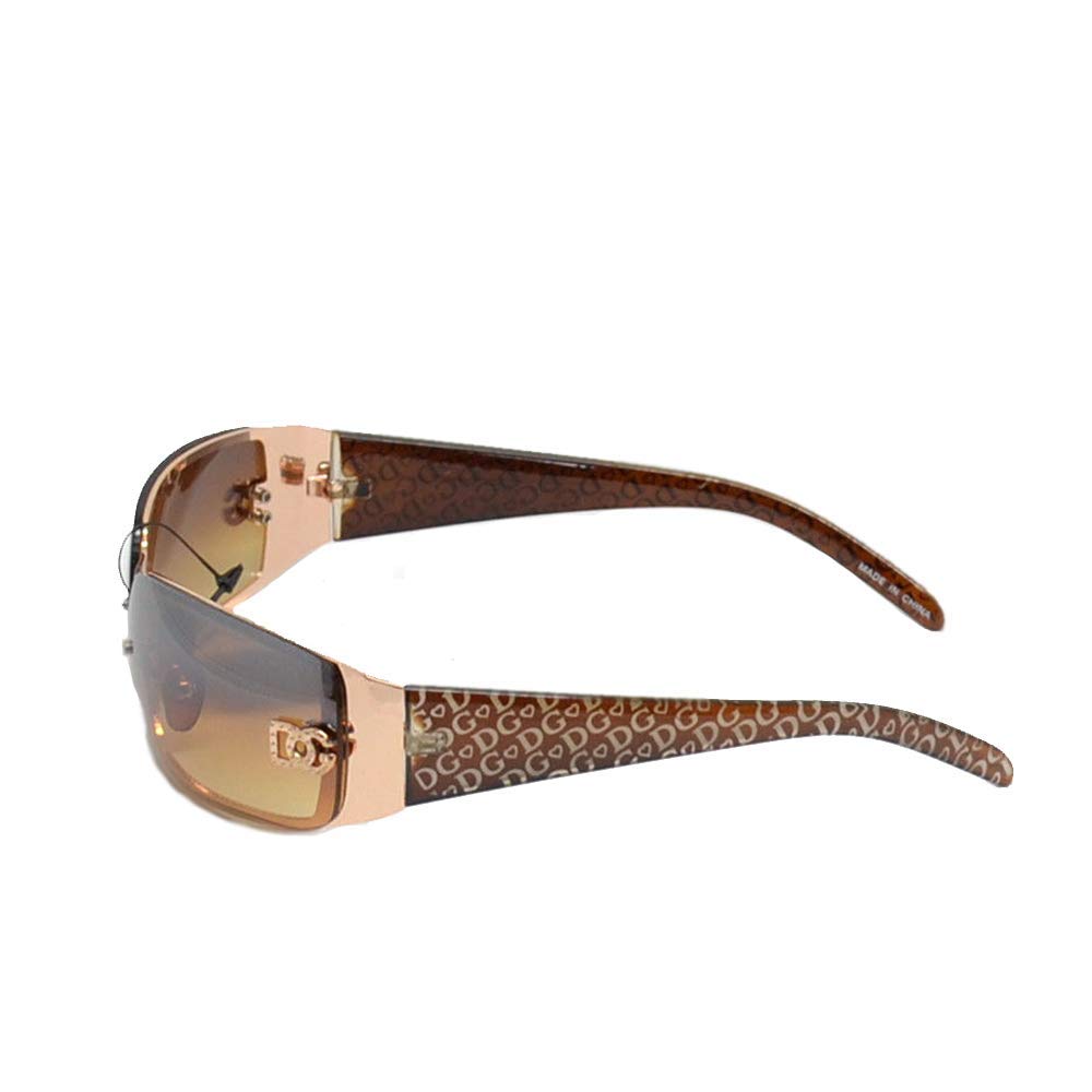 New DG Womens Fashion Designer Sunglasses Shades Rectangular Wrap Gold Brown