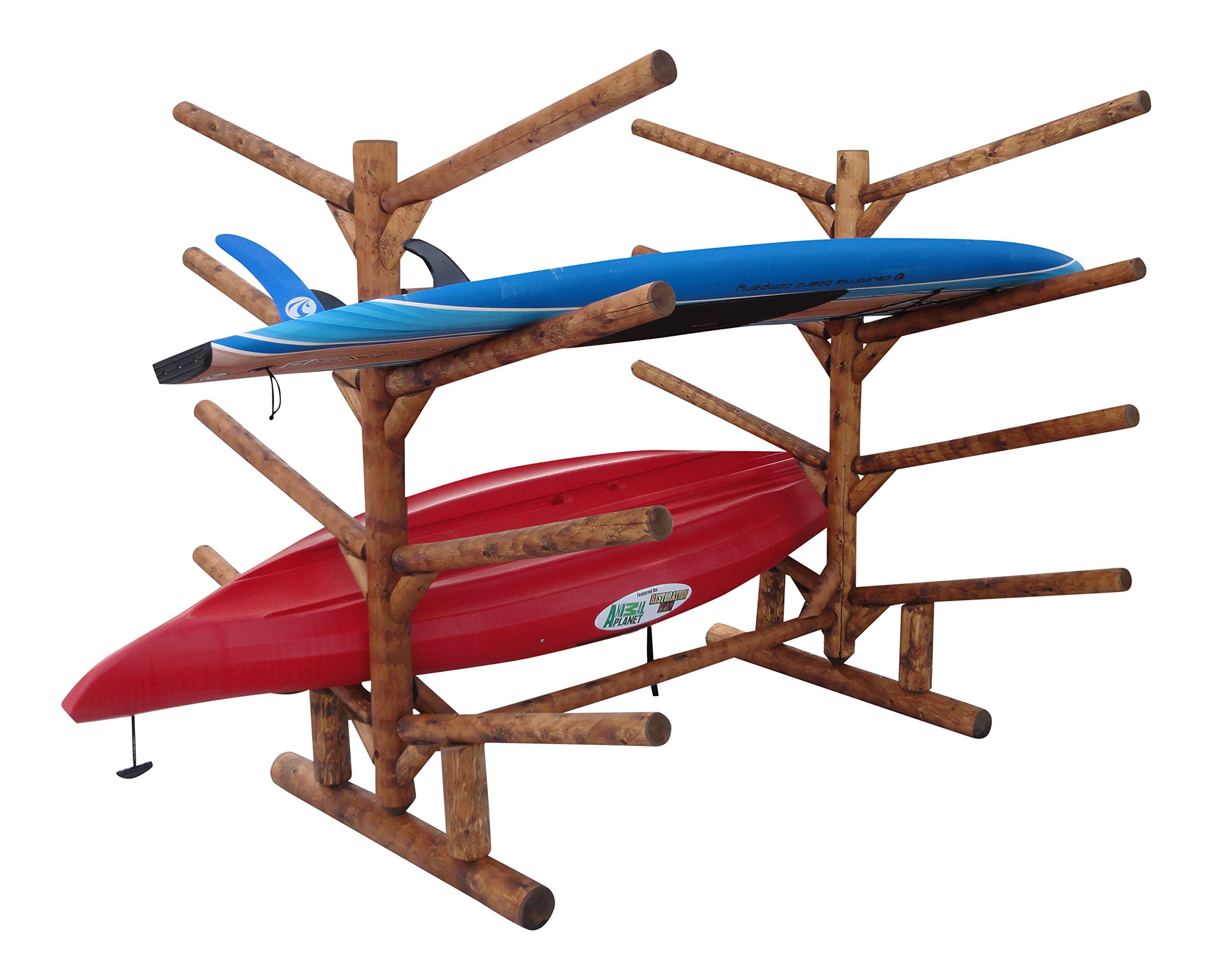 Log Kayak Rack - Kayak Storage Rack, Kayak Racks for Outdoor Storage, Kayak Rack for Garage, Paddle Board Rack, Fishing Rack, Surfboard Rack and SUP Storage Rack - 8 Kayak Racks, Natural