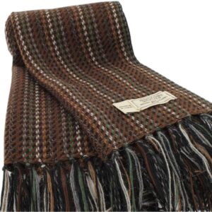 Mucros Weavers Mens Wool Scarf, Handwoven in Ireland, Traditional Fishermans Scarf (Brown)