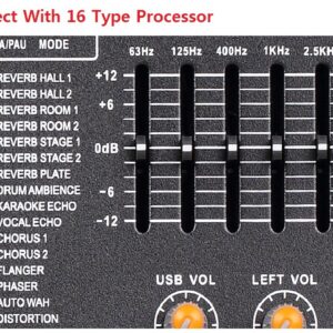 GTD Audio 8 Channel Professional Audio Powered Mixer Power Amp DJ Amplifier, USB, EQ, Effect