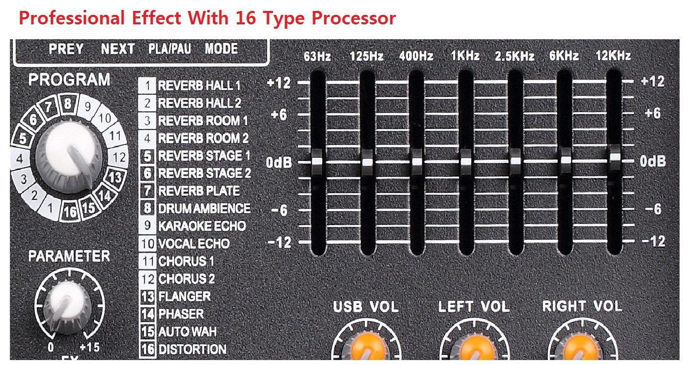 GTD Audio 8 Channel Professional Audio Powered Mixer Power Amp DJ Amplifier, USB, EQ, Effect