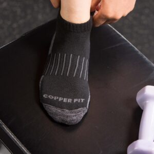 Copper Fit Unisex Copper Infused No Show Socks - 3 Pack , Large/X-Large, Black