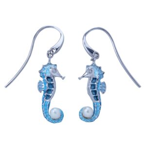 guy harvey enameled seahorse earrings crafted in sterling silver