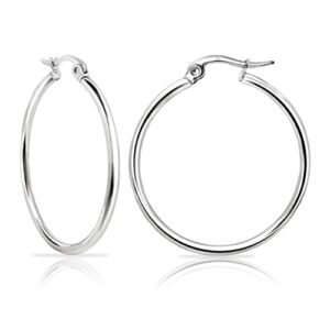 hoops & loops - sterling silver 30mm high polished click top hoop earrings in sterling silver