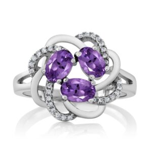 Gem Stone King 925 Sterling Silver Purple Amethyst Ring For Women (1.42 Cttw, Oval 6X4MM, Gemstone February Birthstone, Available In Size 5, 6, 7, 8, 9)