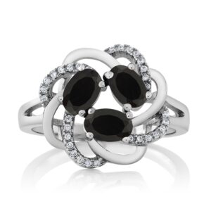 Gem Stone King 925 Sterling Silver Black Onyx Ring For Women (1.54 Cttw, Oval 6X4MM, Gemstone December Birthstone, Available In Size 5, 6, 7, 8, 9)